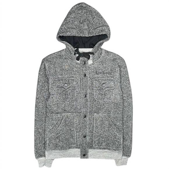 NEW ROCK REVIVAL unisex button-up hoodie in charcoal